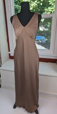 Bebe Satin Mocha Brown Y2K Slip Dress Size Small NEW Fall Neutrals 90s Silky NWT